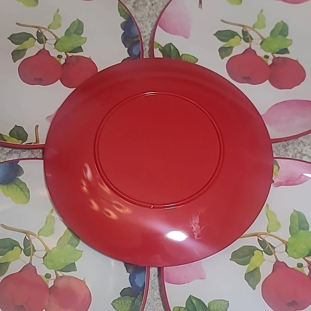 Set Of 5 Cynthia Rowley Whim Melamine Fruit Salad Plates With 5 Barrel Cups